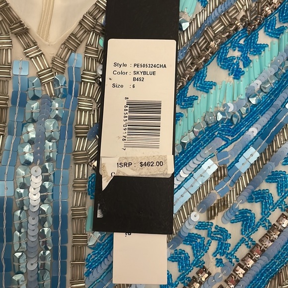 Parker heavily beaded embellished sequin  vneck turquoise blue mini dress NWT - Picture 2 of 5